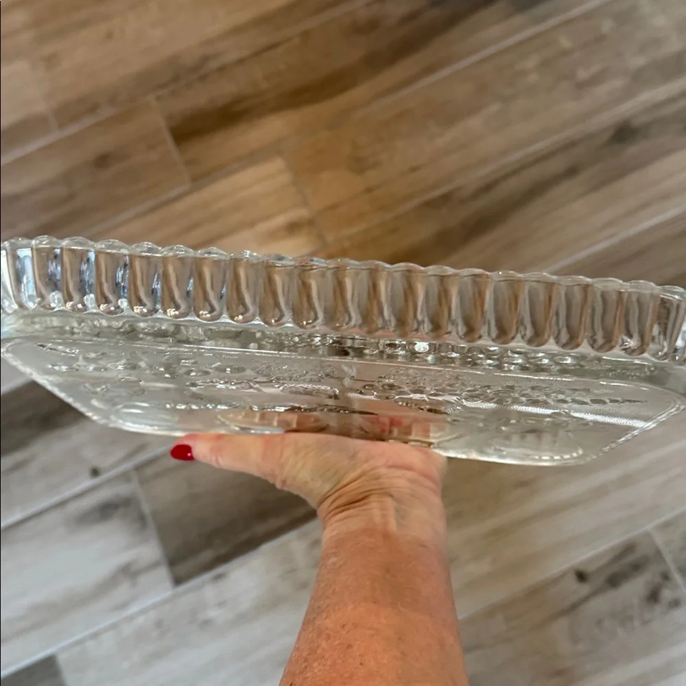 Vintage Indiana Glass fruit motif divided tray